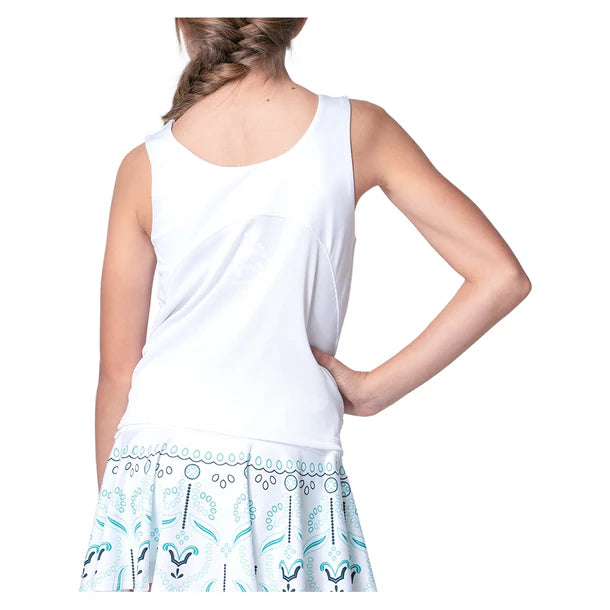Girls` Eyelet Love Win Tank White