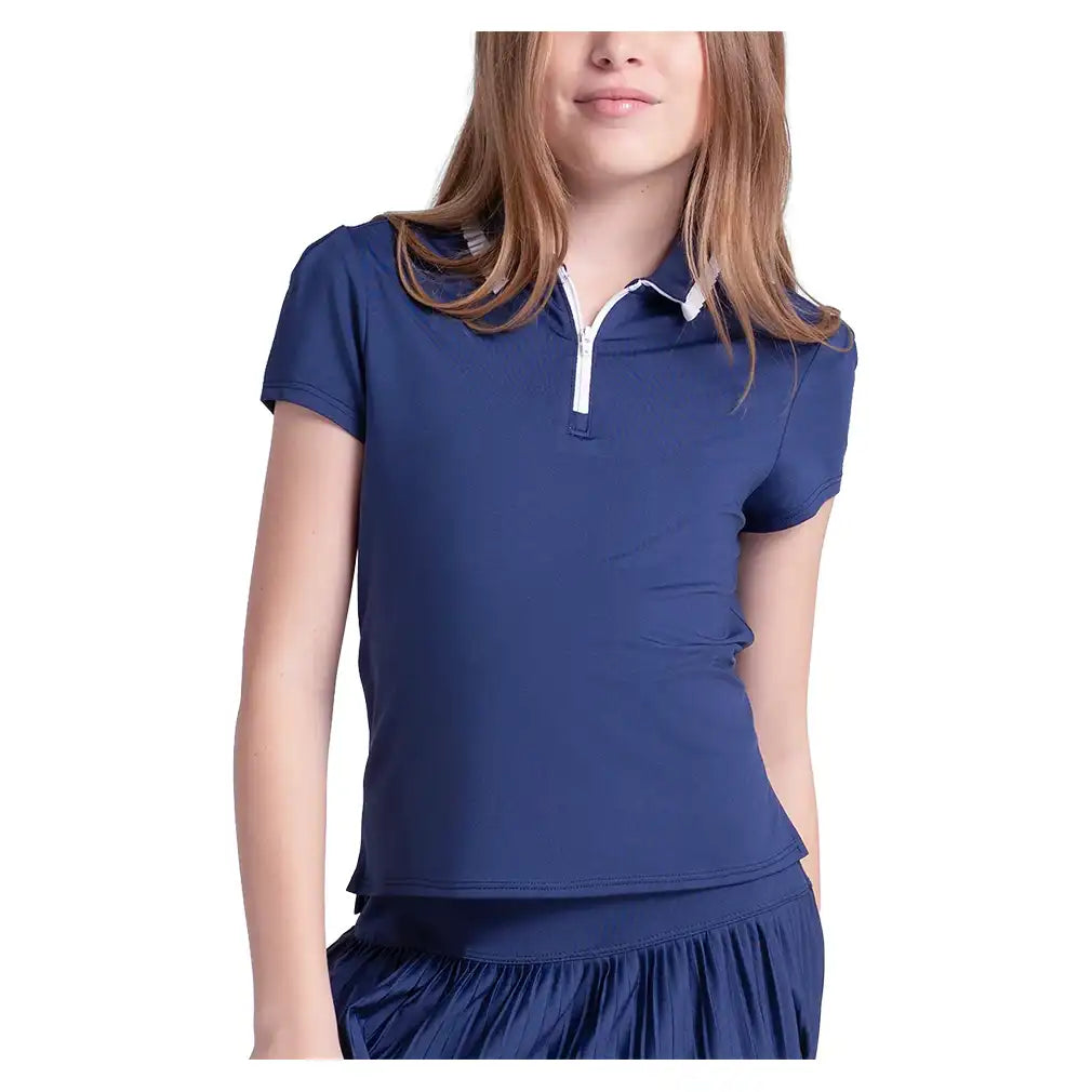 Girls' Pleated Polo Navy