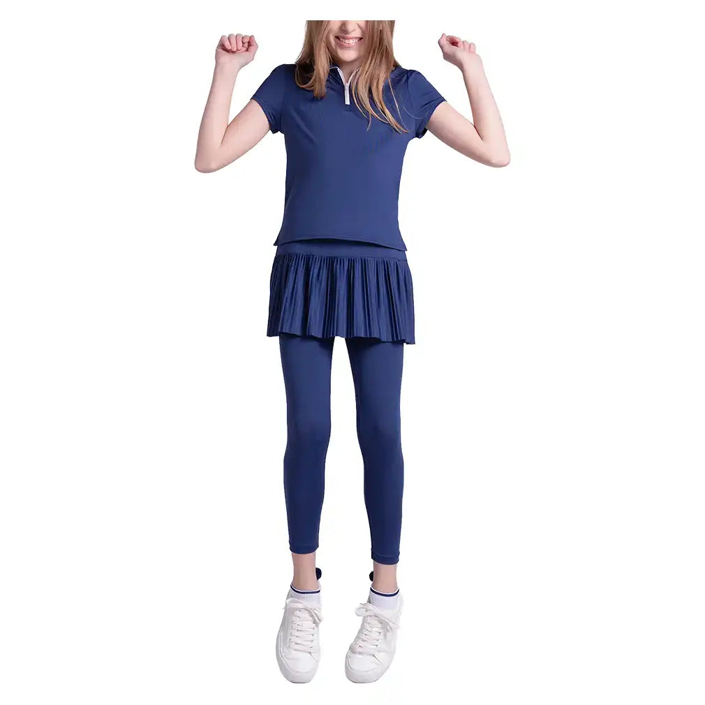 Girls' Pleated Polo Navy