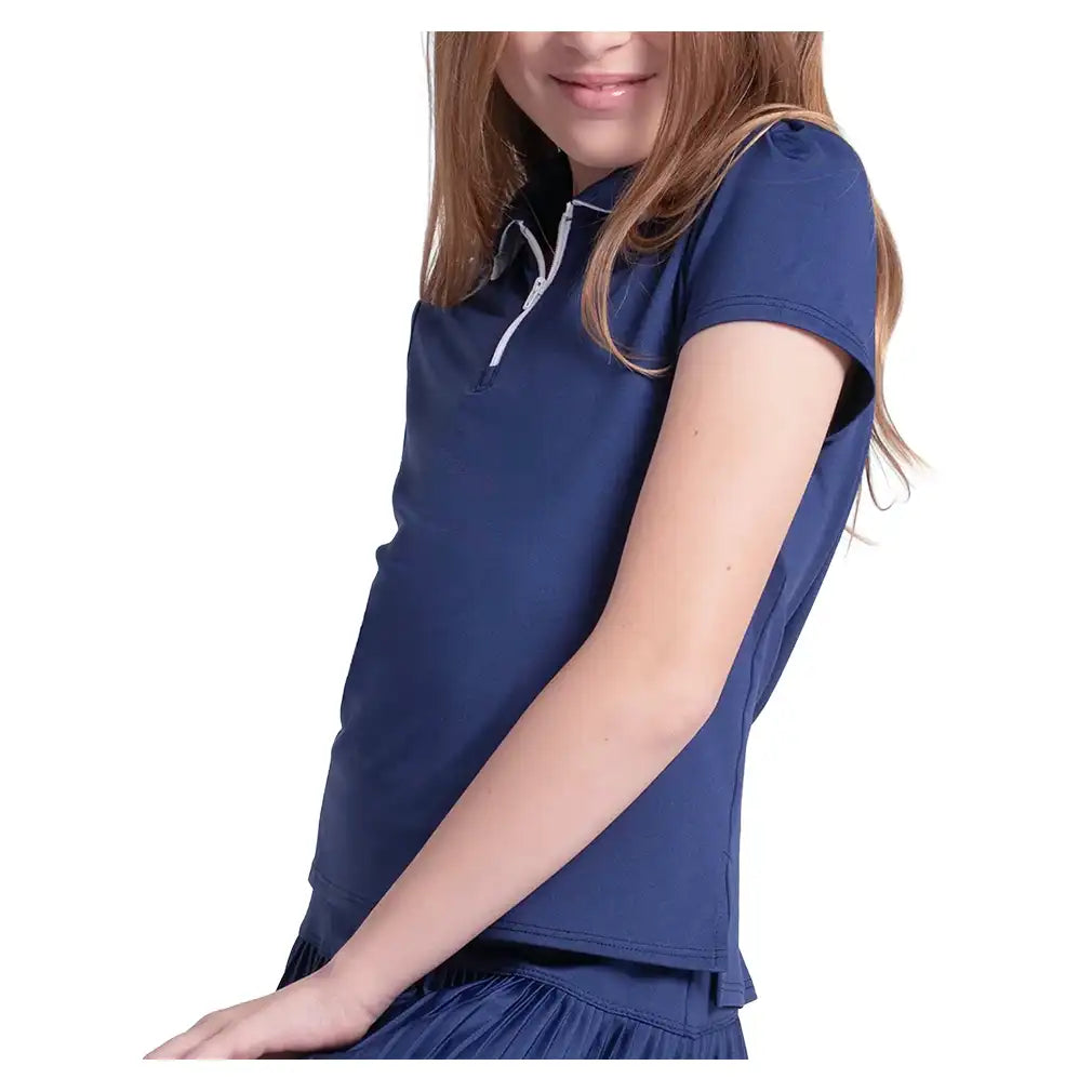 Girls' Pleated Polo Navy