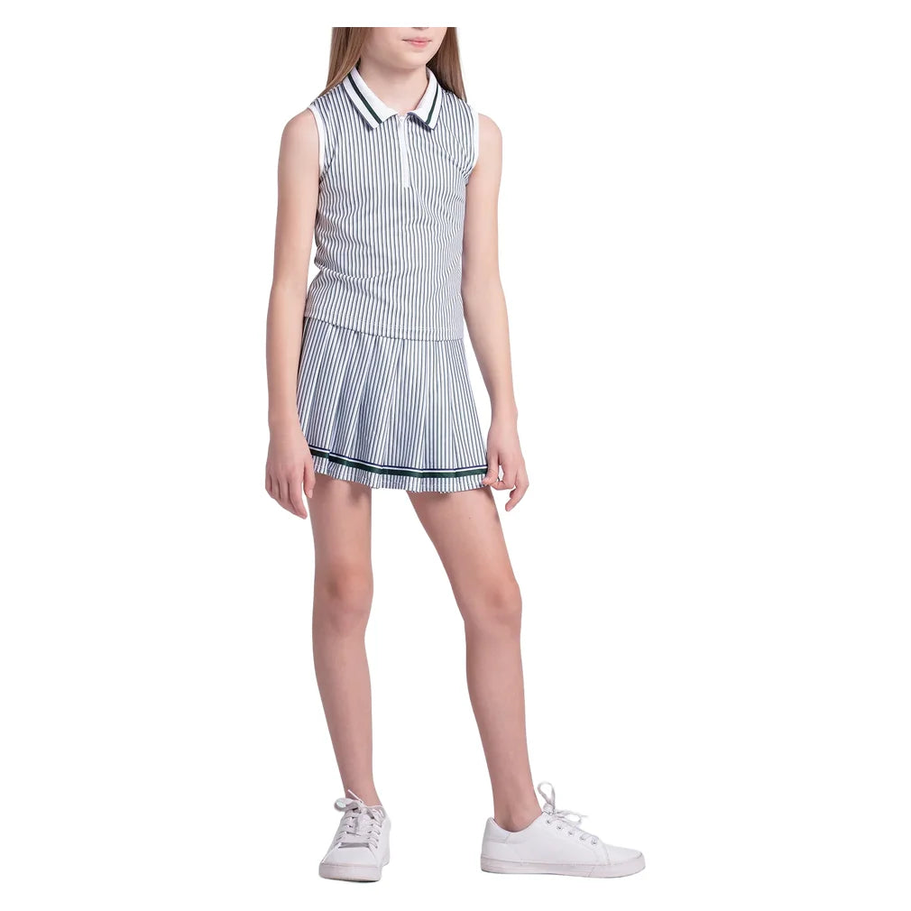 Girls' Prep Edit Polo Tank Team Green and White, Lucky In Love, Pickleball Express, T319-00J300-3