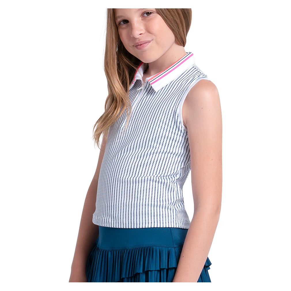 Girls' Glow Point Polo Tank White