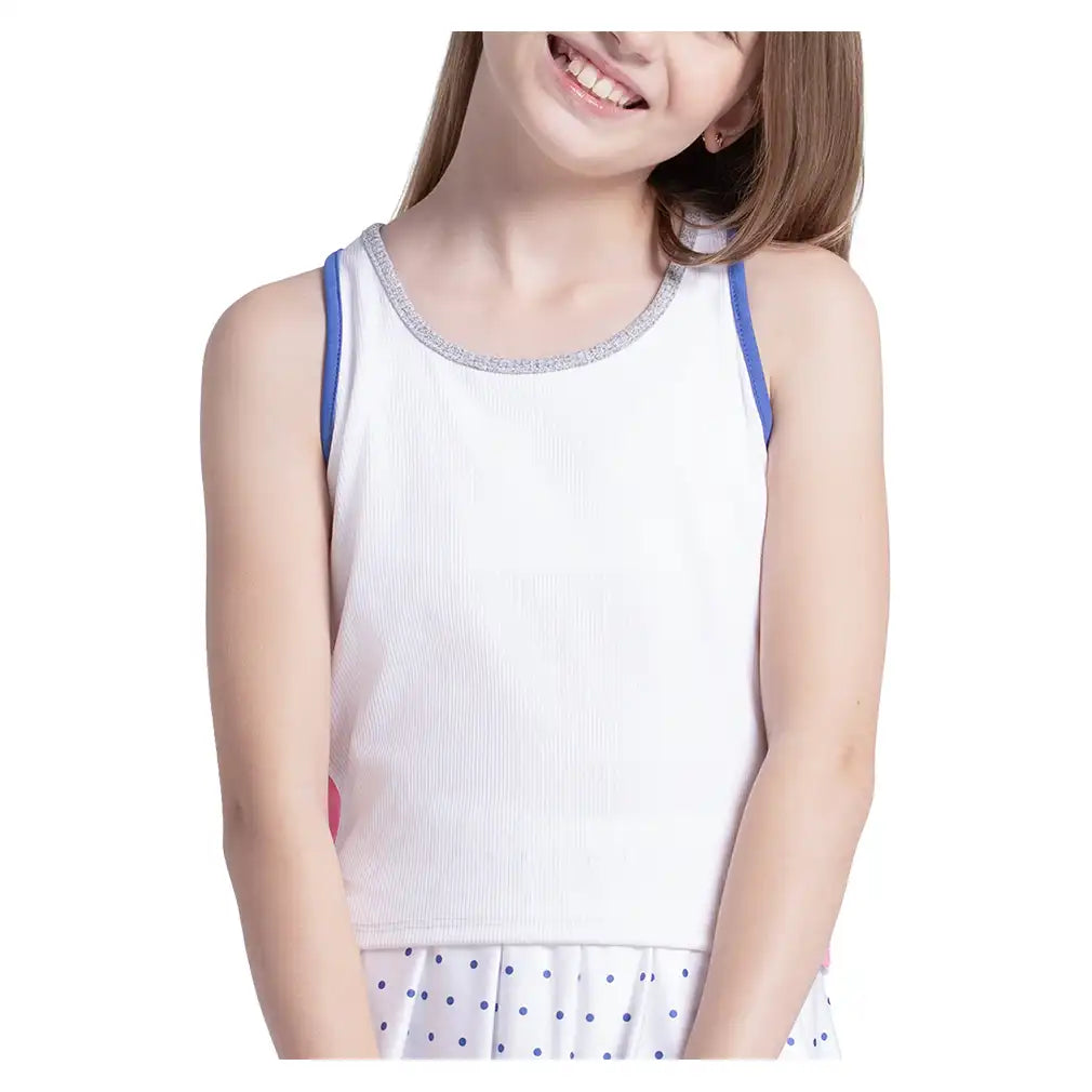Girls' Rib Line Tank White and Taffy