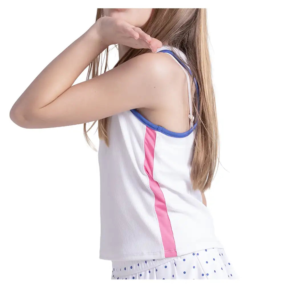 Girls' Rib Line Tank White and Taffy