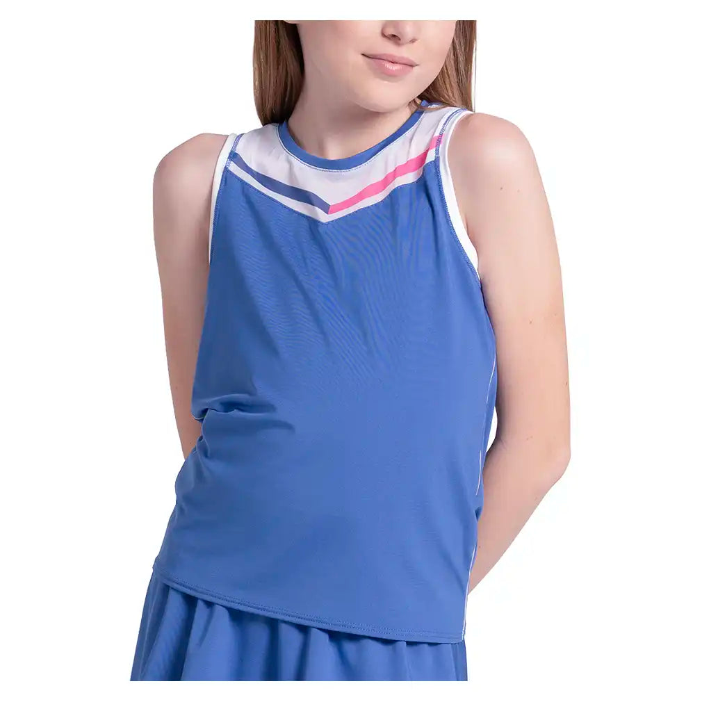 Girls' Game On Tie Back Tank Parisian Blue