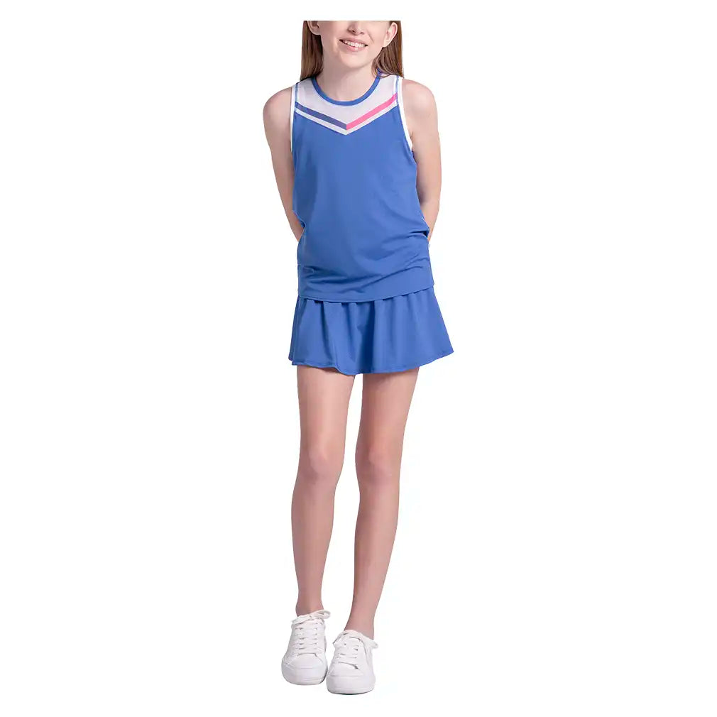 Girls' Game On Tie Back Tank Parisian Blue
