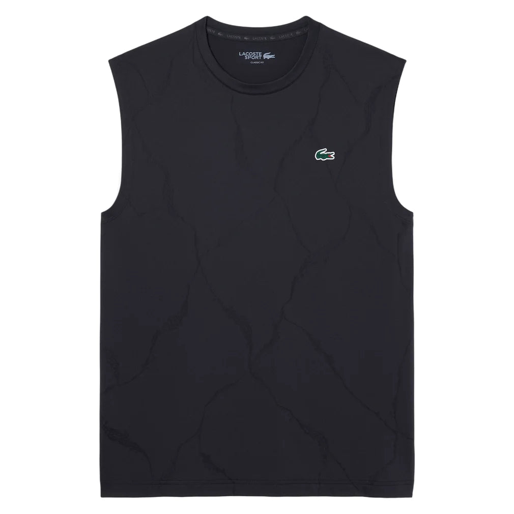 Men's Players Sleeveless Tee Black, Lacoste, Pickleball Express, TH1124-031F26-1