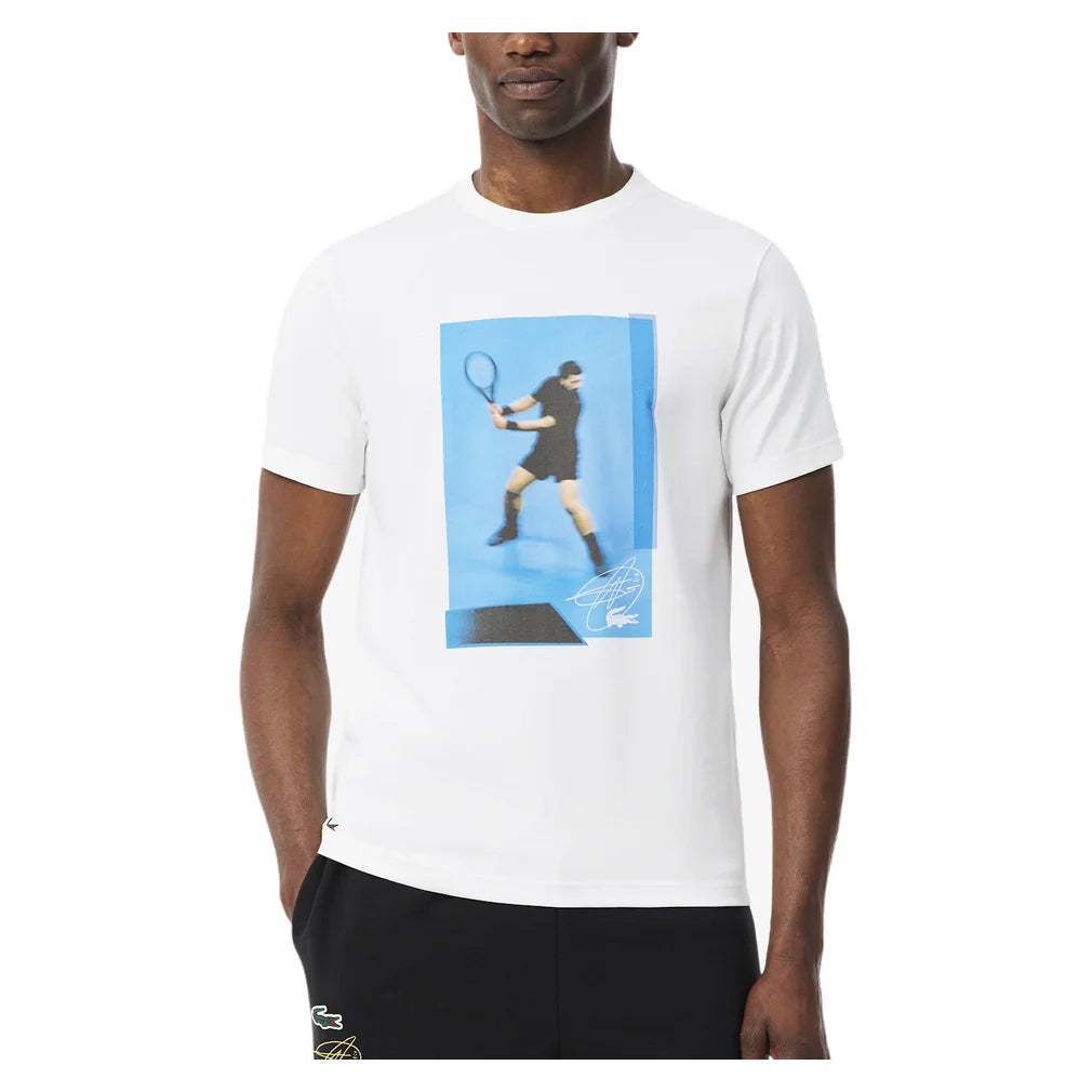 Men's Novak Djokovic Signature Tee White, Lacoste, Pickleball Express, TH6746-001F26-1