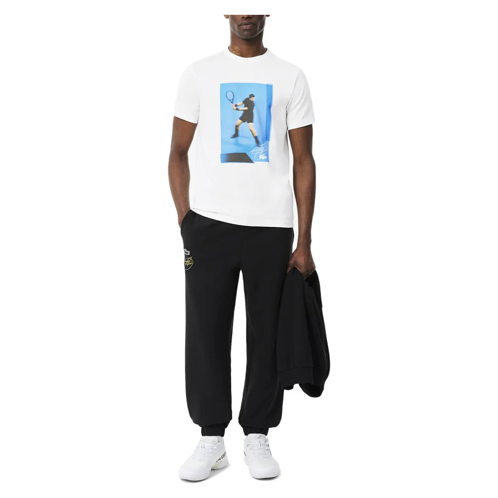 Men's Novak Djokovic Signature Tee White, Lacoste, Pickleball Express, TH6746-001F26-5