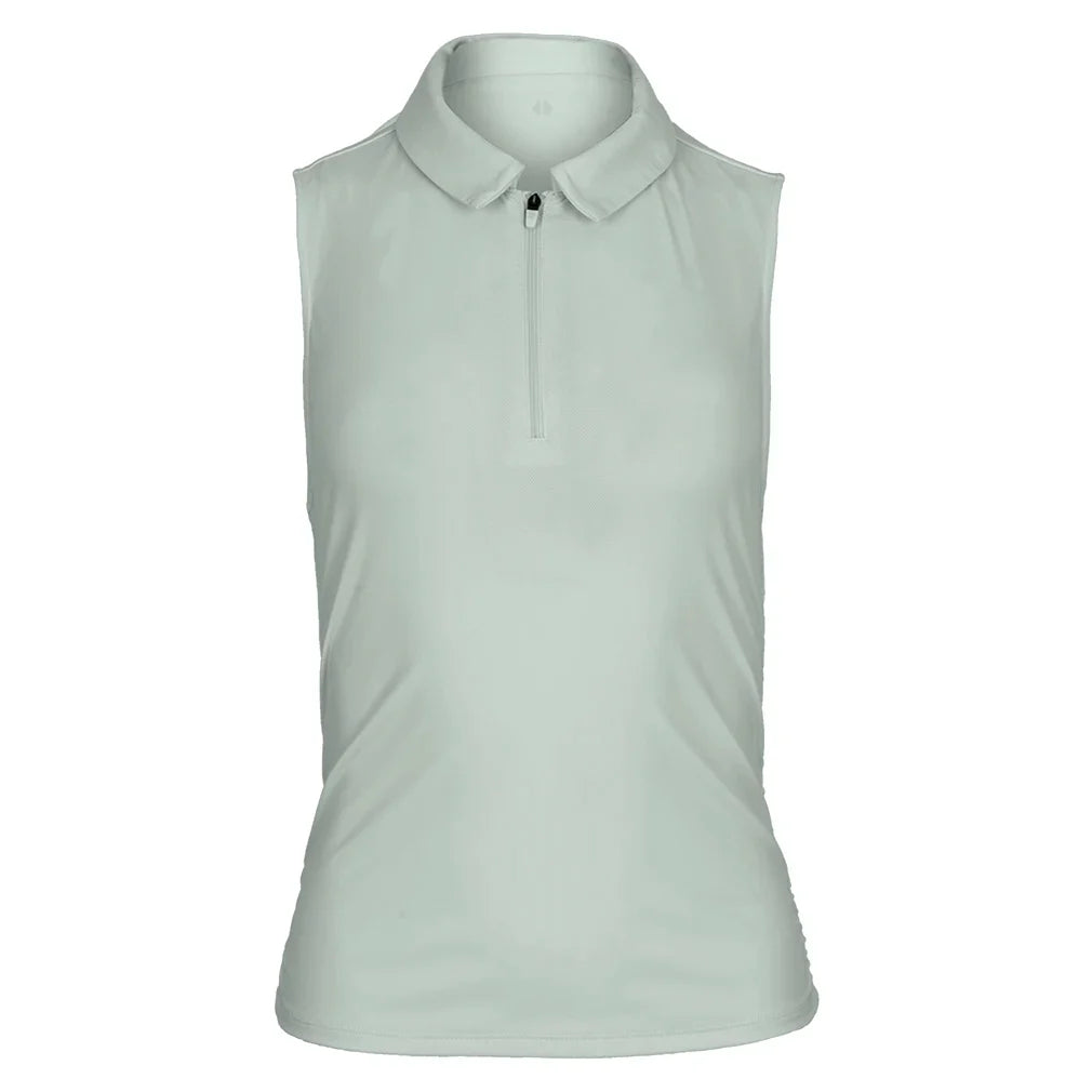 Women's Shirred Zip Polo Tank