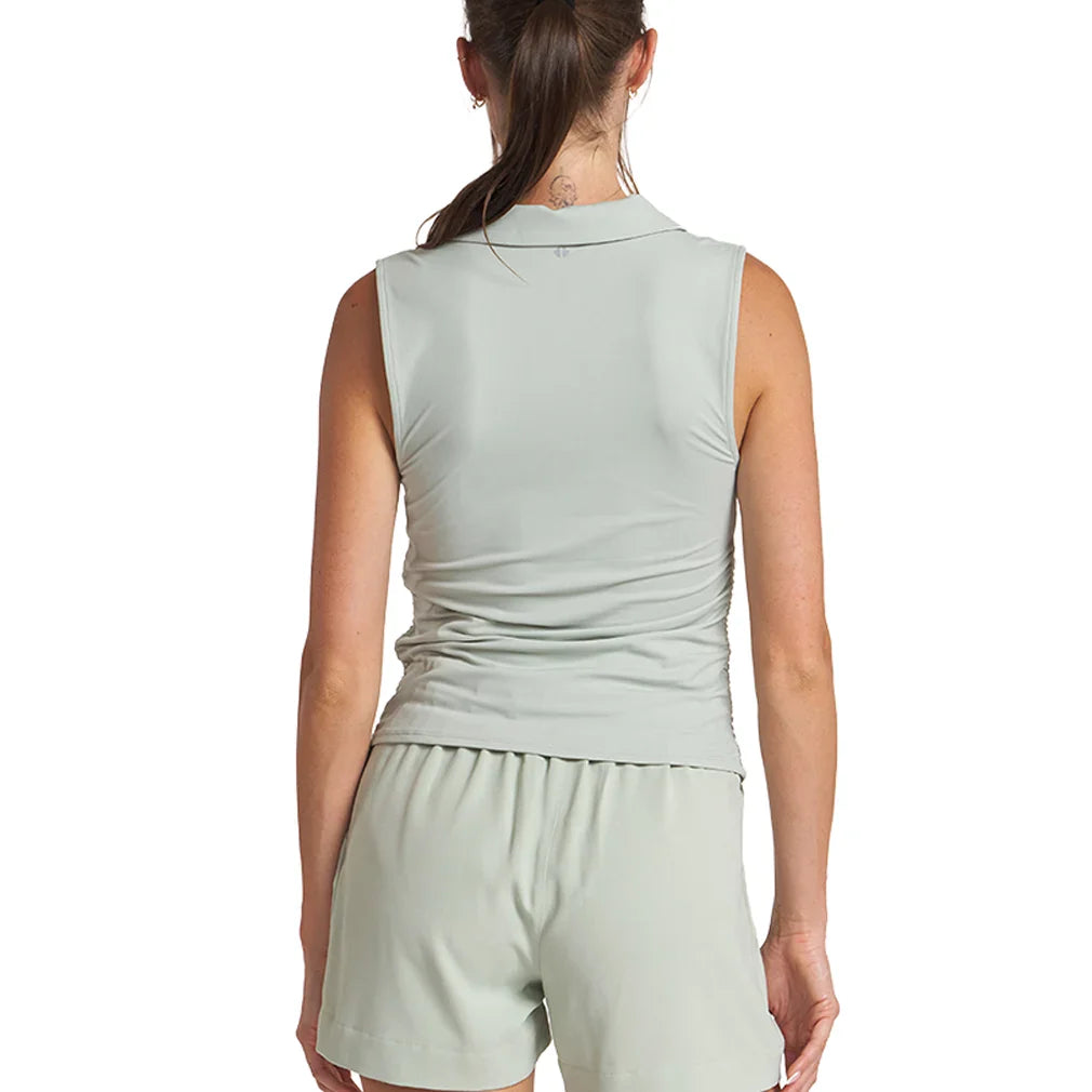 Women's Shirred Zip Polo Tank