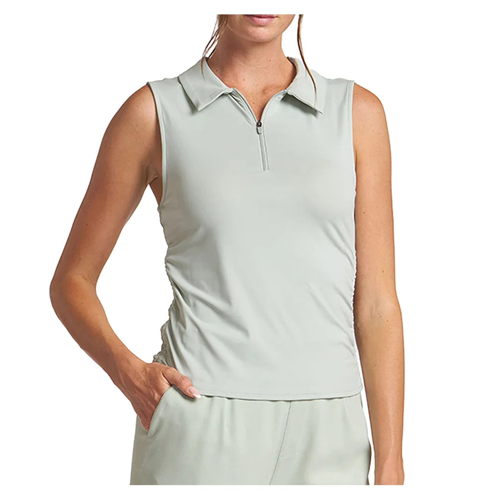 Women's Shirred Zip Polo Tank