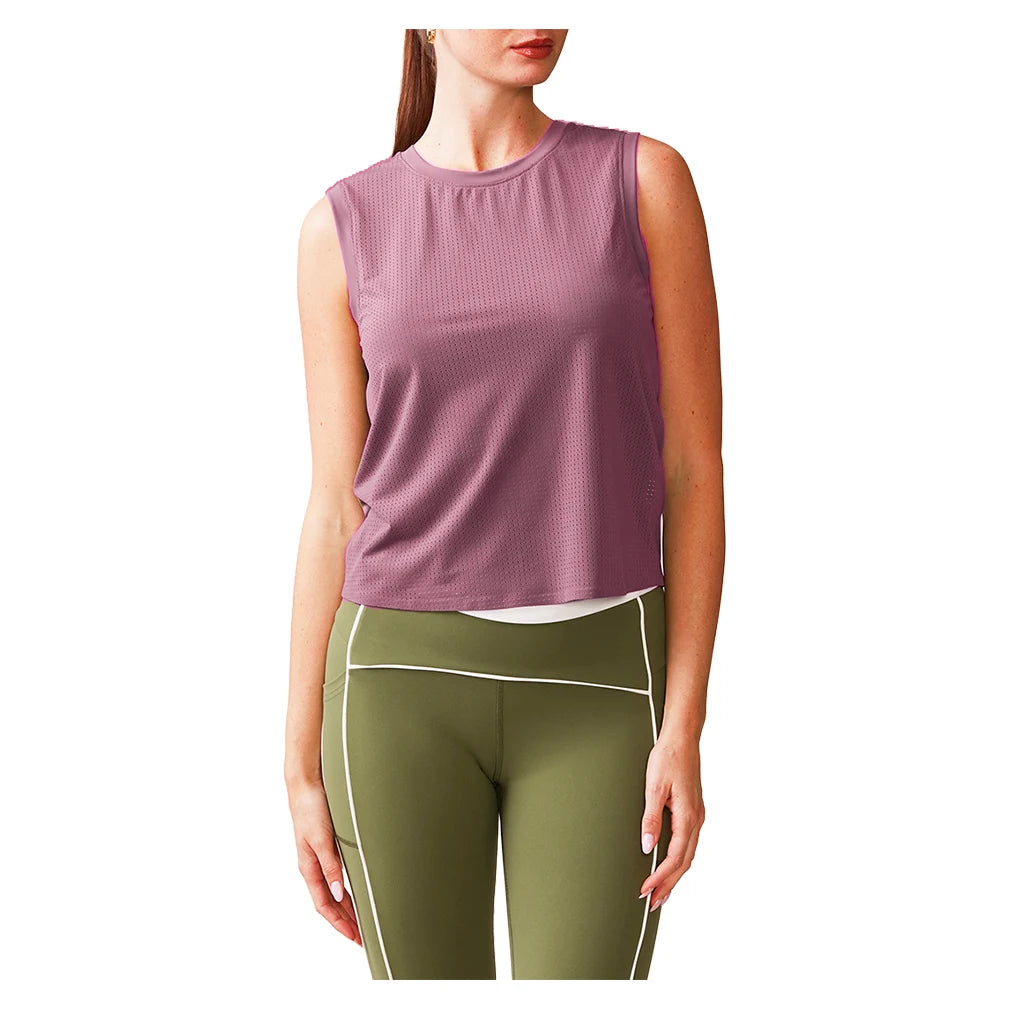 Women`s Perforated Racer Tennis Tank Faded Rose