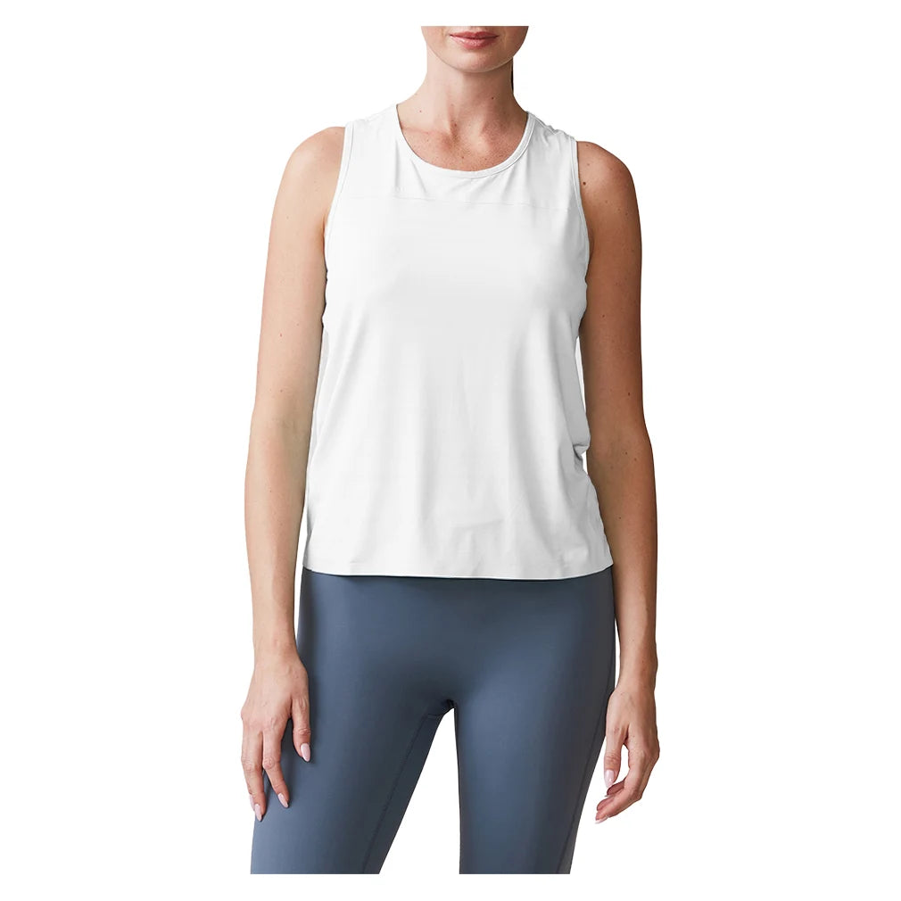 Women`s UPF Performance Racer Tennis Tank White