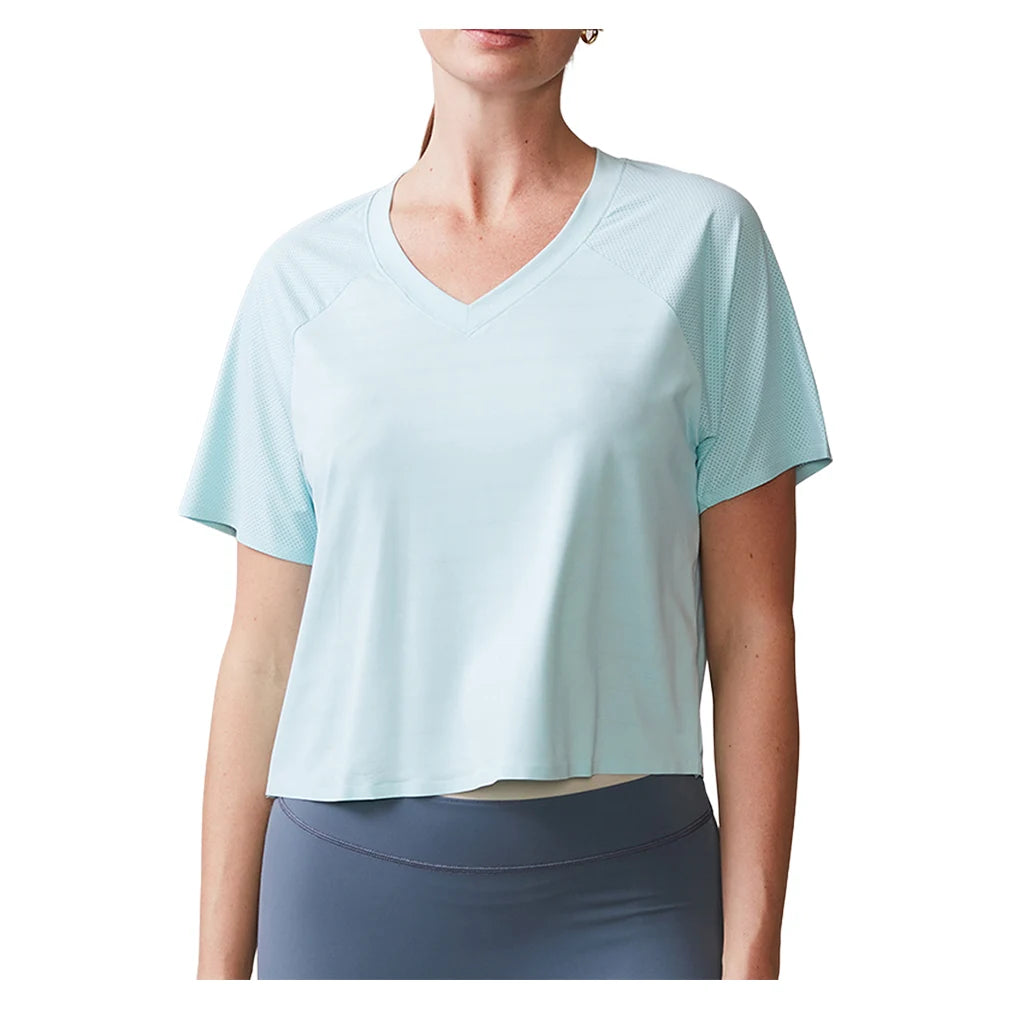 Women's UPF Crop Performance Tee Blue Frost