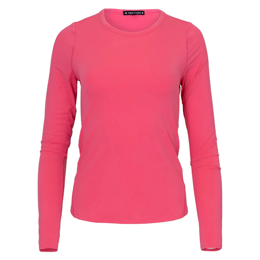 Women's Perforated Long Sleeve Top Solar Pink