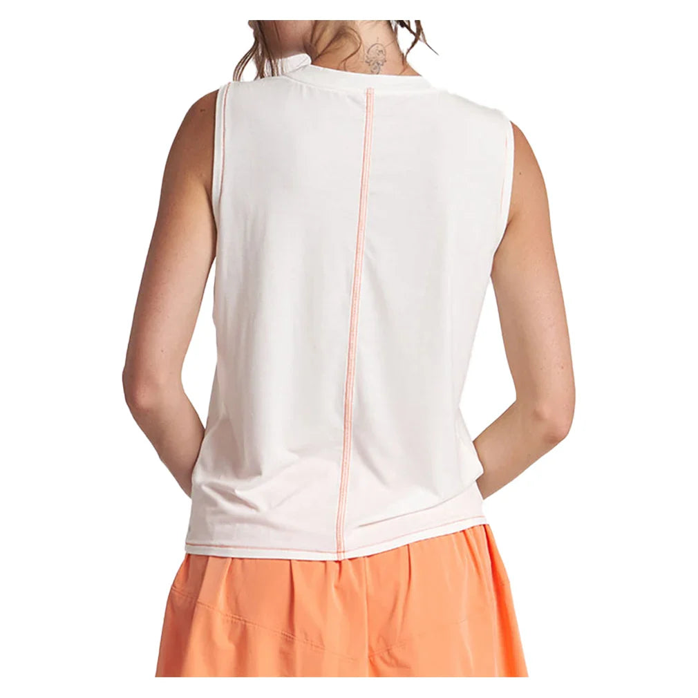 Women's Contrast Stitch Muscle Tank White