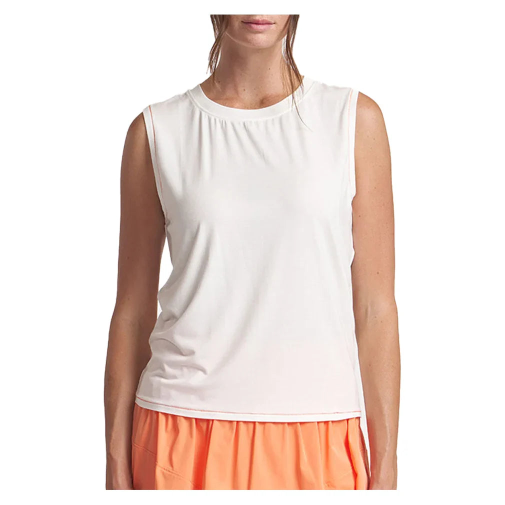 Women's Contrast Stitch Muscle Tank White