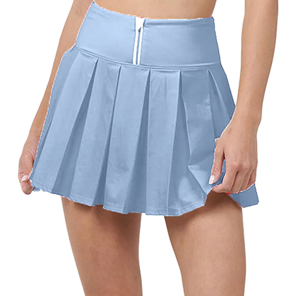 Women`s Piped Pleated Skort Bay Blue and White