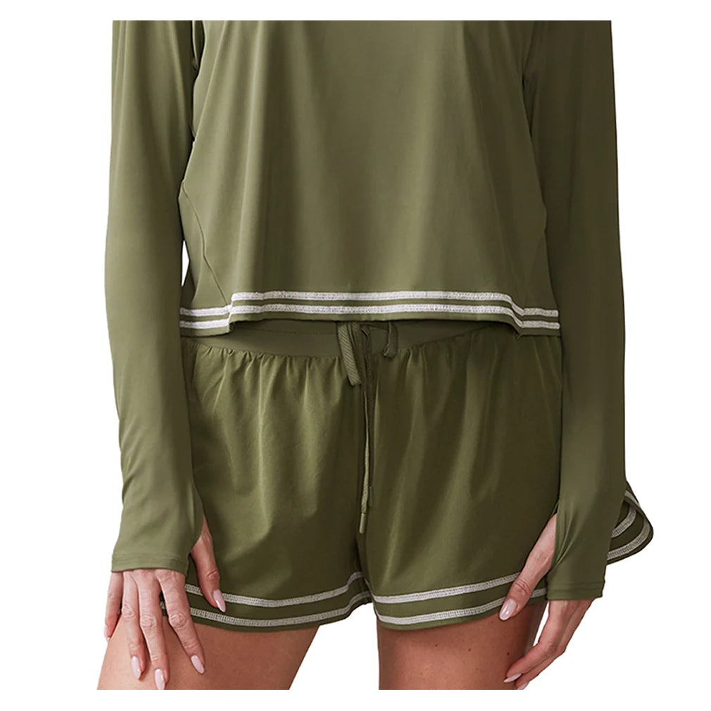 Women`s Novelty Stitch Run Tennis Short Deep Olive