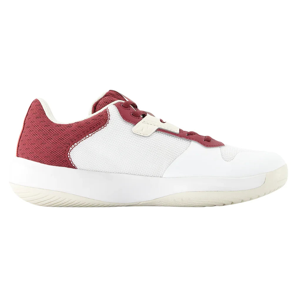 Women's 696v6 D Width Court Shoes White and Monarch Burgundy