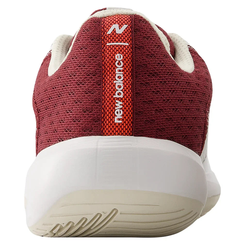 Women's 696v6 D Width Court Shoes White and Monarch Burgundy