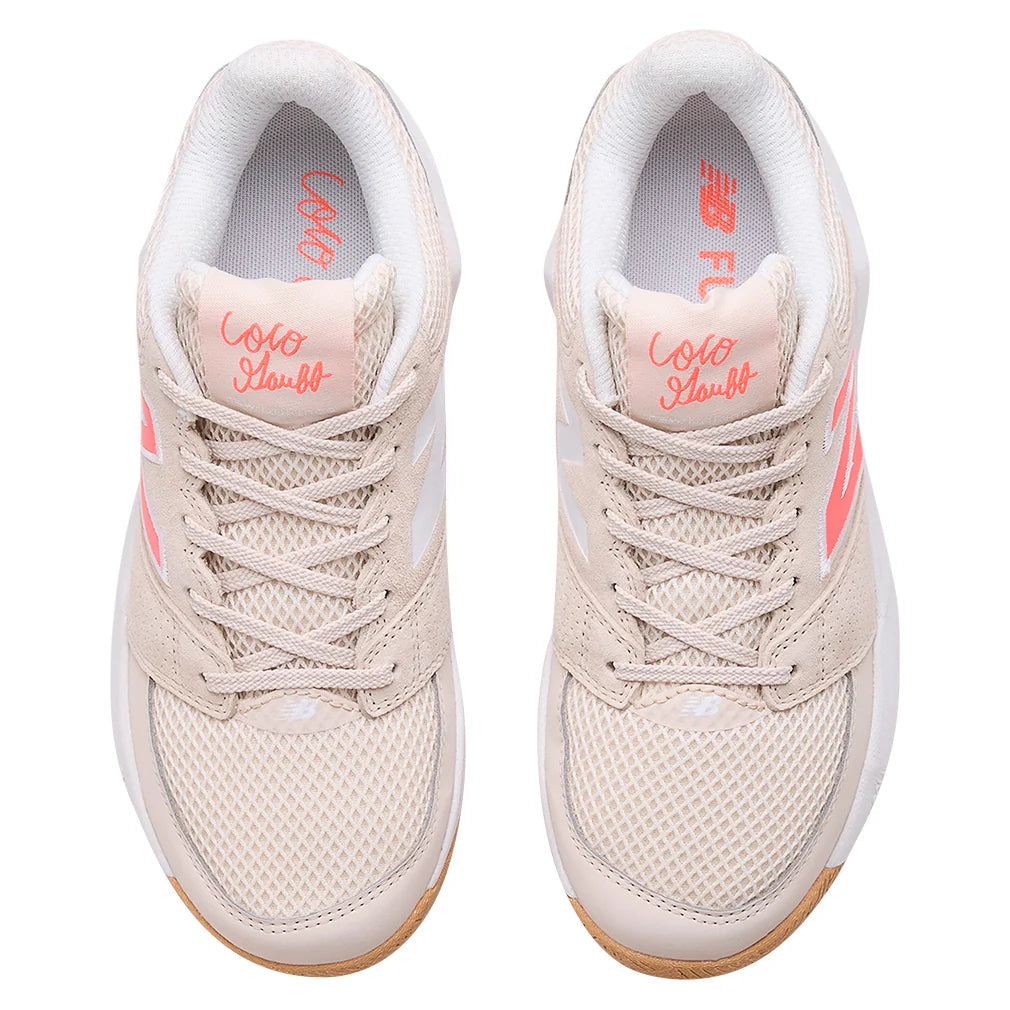Women`s Coco Delray D Width Shoes Bisque and Urgent Red