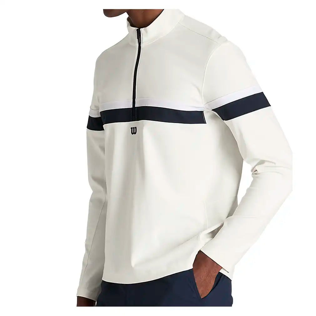 Men's Elevate Performance Half-Zip Sandrift and Classic Navy