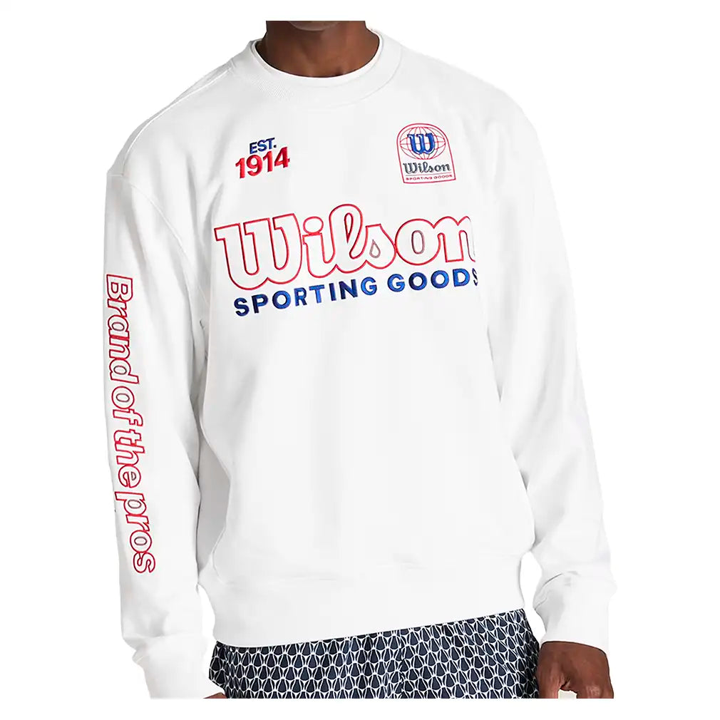 Men's Playstate Crew Sweatshirt Bright White and Varsity Red