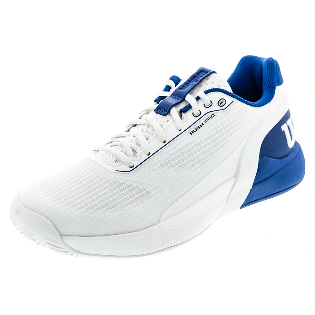 Men's Rush Pro 5 Court Shoes White and Deja Vu Blue