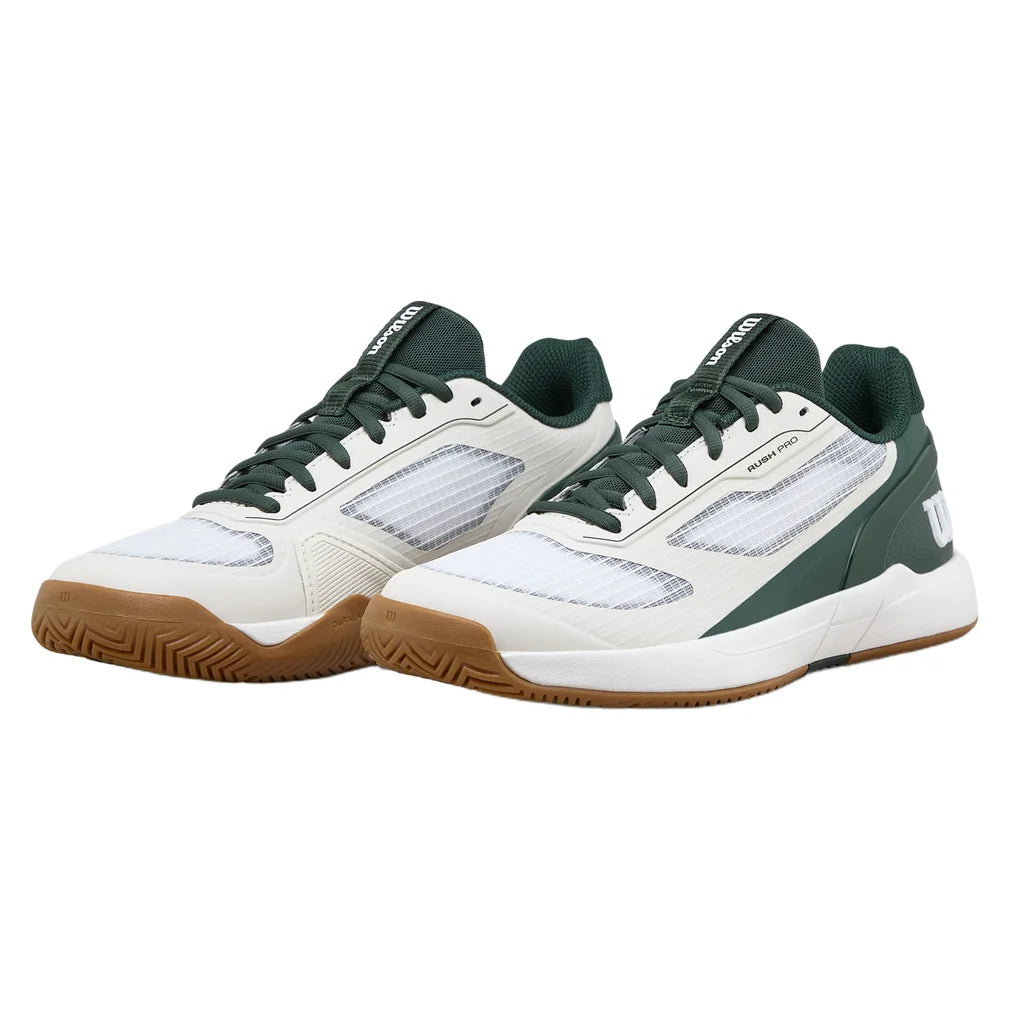 Juniors' RUSH PRO 5 Shoes White and Sycamore, Wilson, White/Sycamore, Pickleball Express, WRS341490U-F26-WHITE-SYCAMORE-1