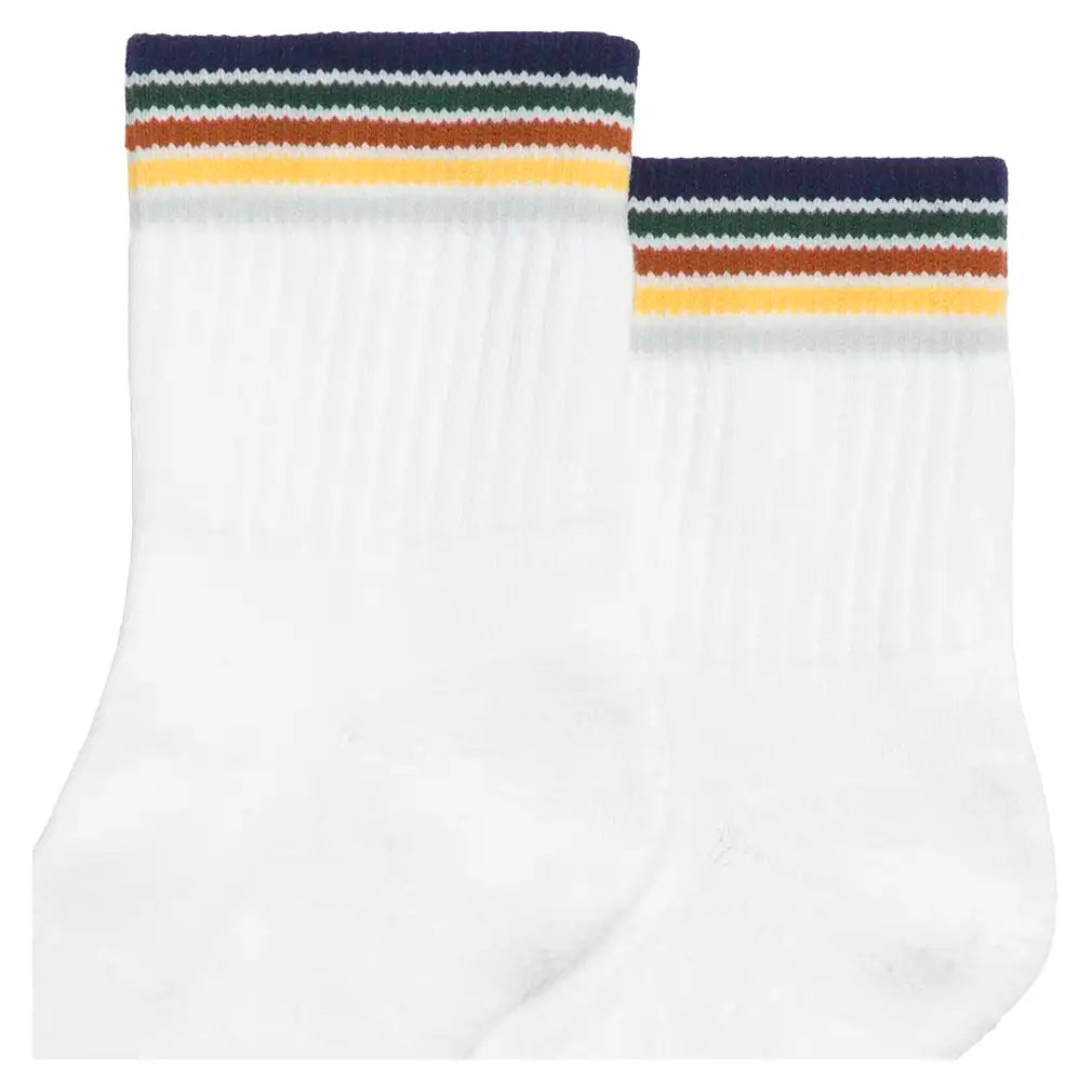 Unisex Quarter-Length Stripe Socks Bright White
